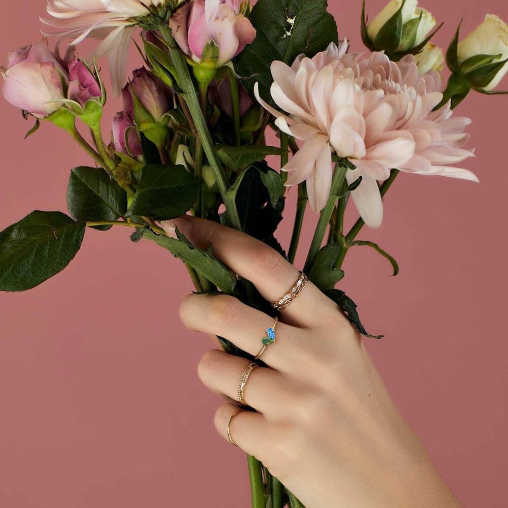 Heart-Shaped Stackable Gold Birthstone Ring - Non… - image 8